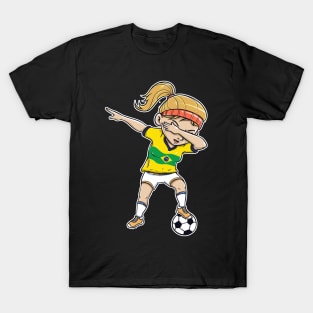 Dabbing Soccer Player Funny Brazil Fan T-Shirt girl T-Shirt